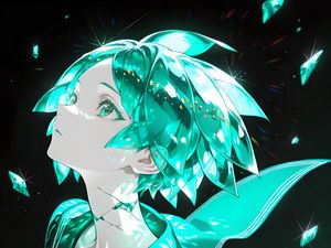 Preview wallpaper girl, flight, art, anime, green