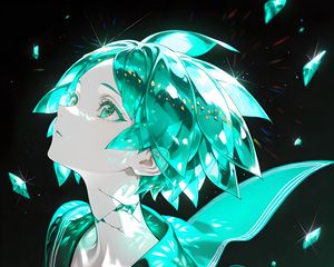 Preview wallpaper girl, flight, art, anime, green