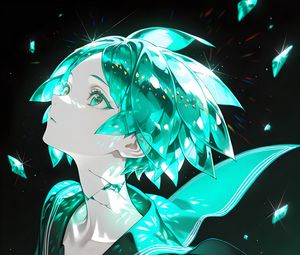 Preview wallpaper girl, flight, art, anime, green