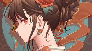 Preview wallpaper girl, flower, butterfly, anime