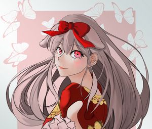 Preview wallpaper girl, flower, dress, anime, art, red