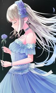 Preview wallpaper girl, flower, dress, tenderness, anime