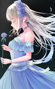 Preview wallpaper girl, flower, dress, tenderness, anime