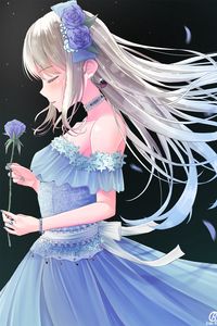 Preview wallpaper girl, flower, dress, tenderness, anime