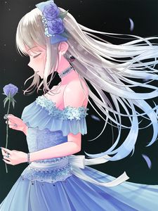 Preview wallpaper girl, flower, dress, tenderness, anime