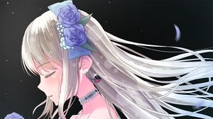 Preview wallpaper girl, flower, dress, tenderness, anime
