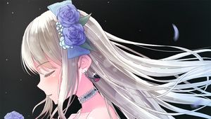 Preview wallpaper girl, flower, dress, tenderness, anime