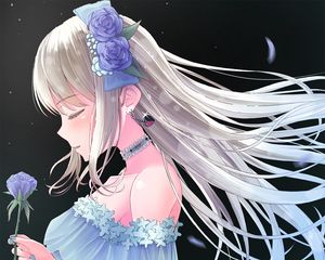 Preview wallpaper girl, flower, dress, tenderness, anime