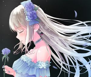 Preview wallpaper girl, flower, dress, tenderness, anime