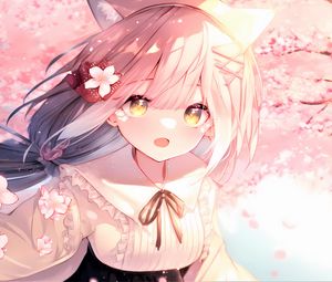 Preview wallpaper girl, flower, dress, pink, anime