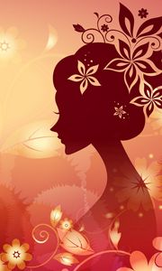 Preview wallpaper girl, flower, face, pattern, silhouette