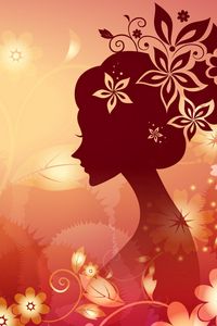 Preview wallpaper girl, flower, face, pattern, silhouette