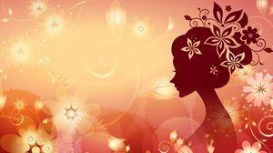 Preview wallpaper girl, flower, face, pattern, silhouette