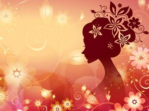 Preview wallpaper girl, flower, face, pattern, silhouette