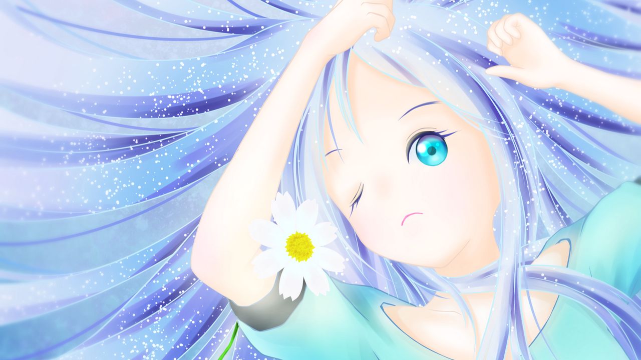 Wallpaper girl, flower, glance, anime