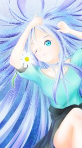 Preview wallpaper girl, flower, glance, anime