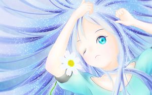Preview wallpaper girl, flower, glance, anime