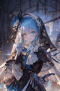 Preview wallpaper girl, flower, gloves, smile, anime