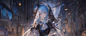Preview wallpaper girl, flower, gloves, smile, anime