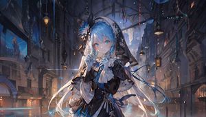 Preview wallpaper girl, flower, gloves, smile, anime