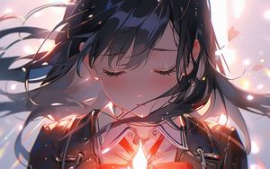 Preview wallpaper girl, flower, glow, anime