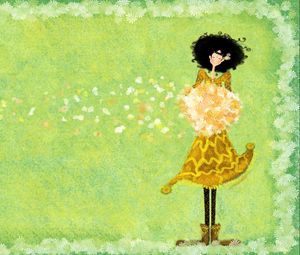Preview wallpaper girl, flower, pattern, background