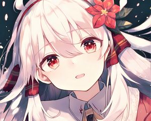 Preview wallpaper girl, flower, ribbon, anime
