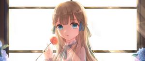 Preview wallpaper girl, flower, sunlight, anime