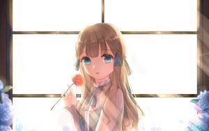 Preview wallpaper girl, flower, sunlight, anime