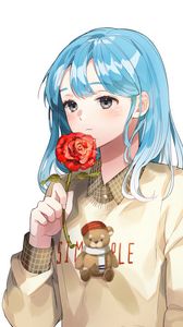 Preview wallpaper girl, flower, sweater, anime, art