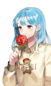 Preview wallpaper girl, flower, sweater, anime, art
