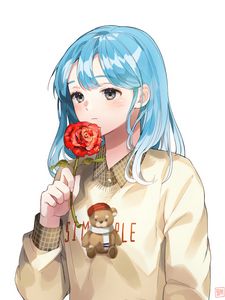 Preview wallpaper girl, flower, sweater, anime, art