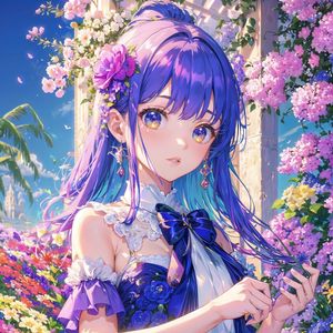 Preview wallpaper girl, flowers, anime, colorful, art