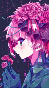 Preview wallpaper girl, flowers, anime, art