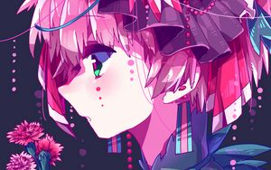 Preview wallpaper girl, flowers, anime, art