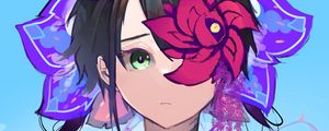 Preview wallpaper girl, flowers, anime