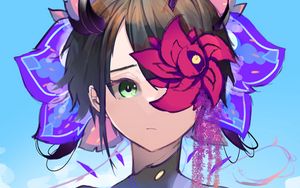Preview wallpaper girl, flowers, anime