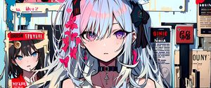 Preview wallpaper girl, flowers, choker, anime, art