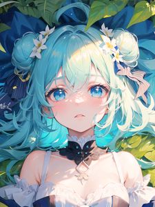 Preview wallpaper girl, flowers, choker, anime