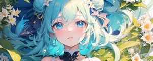 Preview wallpaper girl, flowers, choker, anime