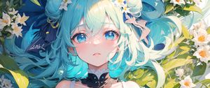 Preview wallpaper girl, flowers, choker, anime