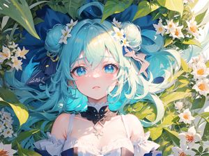 Preview wallpaper girl, flowers, choker, anime