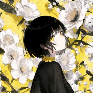 Preview wallpaper girl, flowers, dress, anime, art