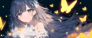 Preview wallpaper girl, flowers, dress, anime