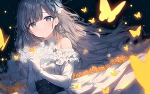 Preview wallpaper girl, flowers, dress, anime