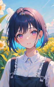 Preview wallpaper girl, flowers, field, anime
