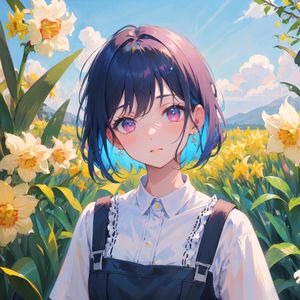 Preview wallpaper girl, flowers, field, anime