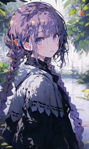 Preview wallpaper girl, flowers, garden, anime, art