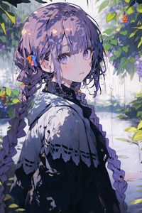 Preview wallpaper girl, flowers, garden, anime, art