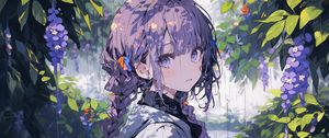 Preview wallpaper girl, flowers, garden, anime, art